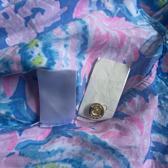 Lilly Pulitzer Blue Pink  Floral Tunic Cover Up Dress Sz XL - Picture 12 of 13